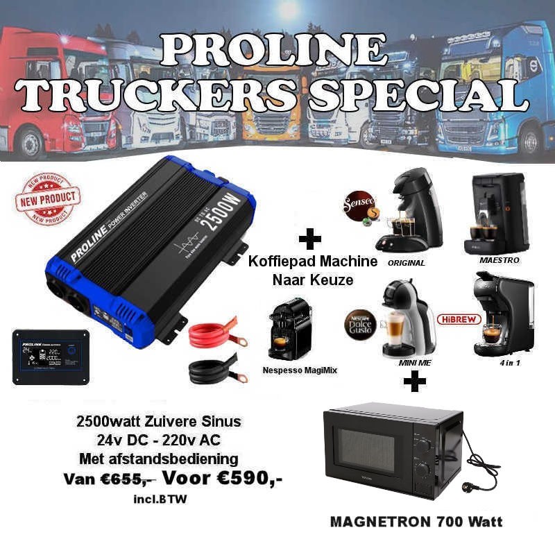 Truckers Special 2023 omvormer + Senseo + Magnetron Truckers Special 2023 omvormer + Senseo + Magnetron