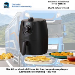 TRUCK OMVORMER 24V DC NAAR 220V AC - 1800W ZUIVERE SINUS + GRATIS AIR FRYER