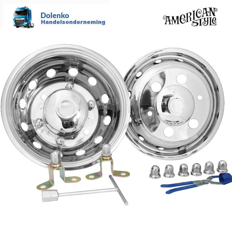 Complete set of wheel shells stainless steel, Iveco Daily (2006 - ....) 16"x 6"
