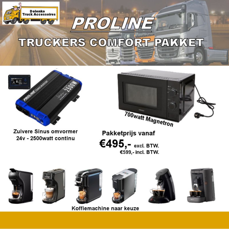 Truckers comfort pakket 24V 2500w omvormer + Senseo + Magnetron