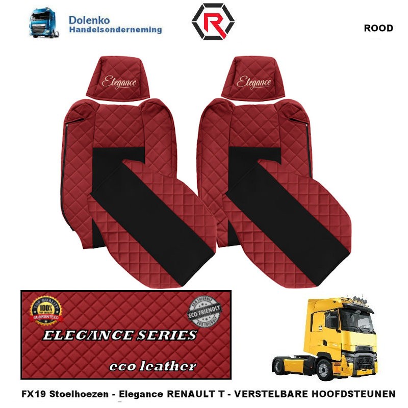 RENAULT T - Verstelbare Hoofdsteunen - ECO LEDER - STOELHOEZEN - ELEGANCE, PROD. SINDS 2014 FX19-UX19