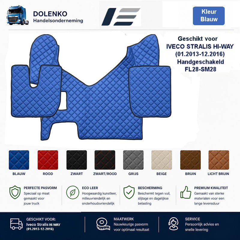 FL28-SM28 TUNNELCOVER EN FLOOR MATS SUITABLE FOR IVECO STRALIS HI-WAY - (01-2013-12-2016) MANUAL GEARBOX