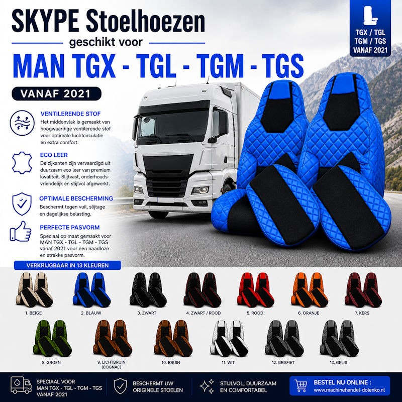 Skype, Sitzbezüge, geeignet für MAN TGX TGL TGM TGS (03.2021-)  Sicherheitsgurt Fahrer im Sitz