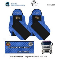 Schonbezüge Auto Sitzbezüge Kunstleder - Stoff für LKW MAN TGA TGS TGM TGL  TGX Schwarz - Blau