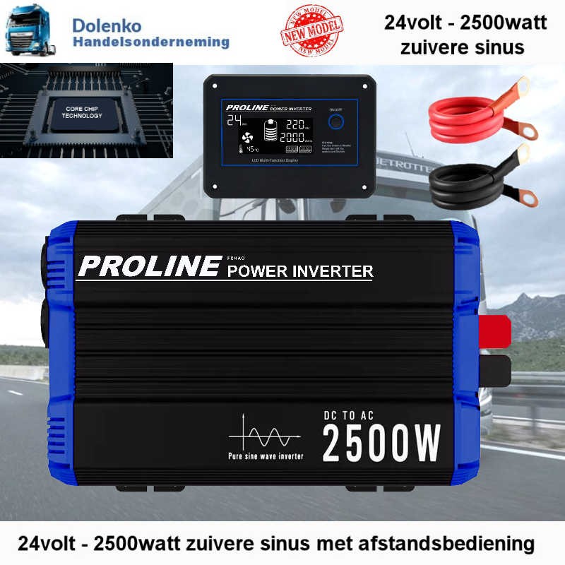 TOP KWALITEIT TRUCK OMVORMER 24V DC NAAR 220V AC - 1800W ZUIVERE SINUS