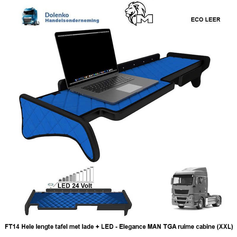 Hele lengte tafel met LED Passend voor MAN TGA Brede Cabine (XXL) FT14