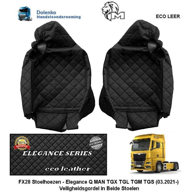 Sitzbezuge - Elegance Q, Passend für MAN TGX TGL TGM TGS (03.2021-) - Sicherheitsgurte in den Sitzen FX28