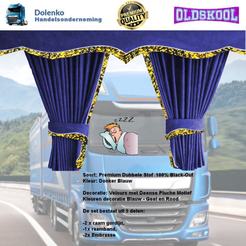 Officiële Website Vrachtwagen Gordijnen Set navy blauw/ wit franje Universeel