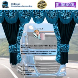 TRUCK CURTAINS DOUBLE ALCANTARA FABRIC 100% BLACKOUT WITH VELORS IN DANISH PLUSH PATTERN