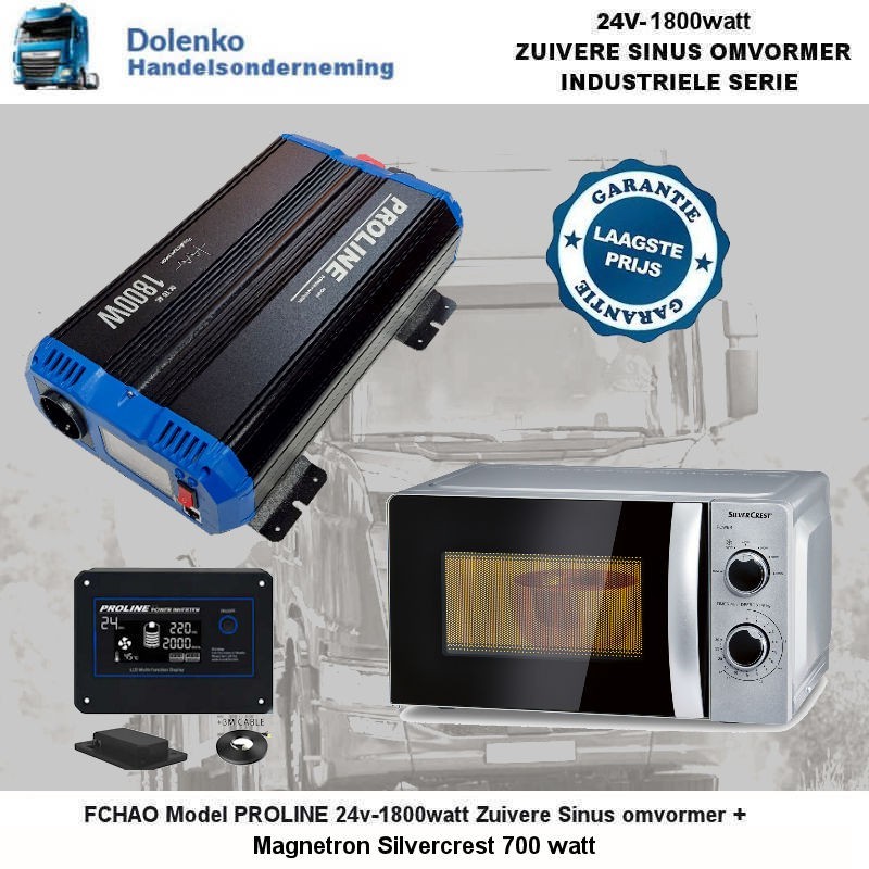 PROLINE 24v-1800watt Zuivere Sinus omvormer + Magnetron - 700watt