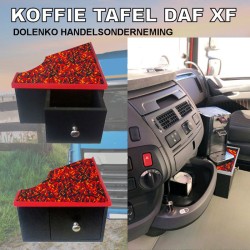 Kaffee Tisch für DAF XF 105 - 106 Modelle mit praktischer Schublade und Dänischen Pluche Polsterung