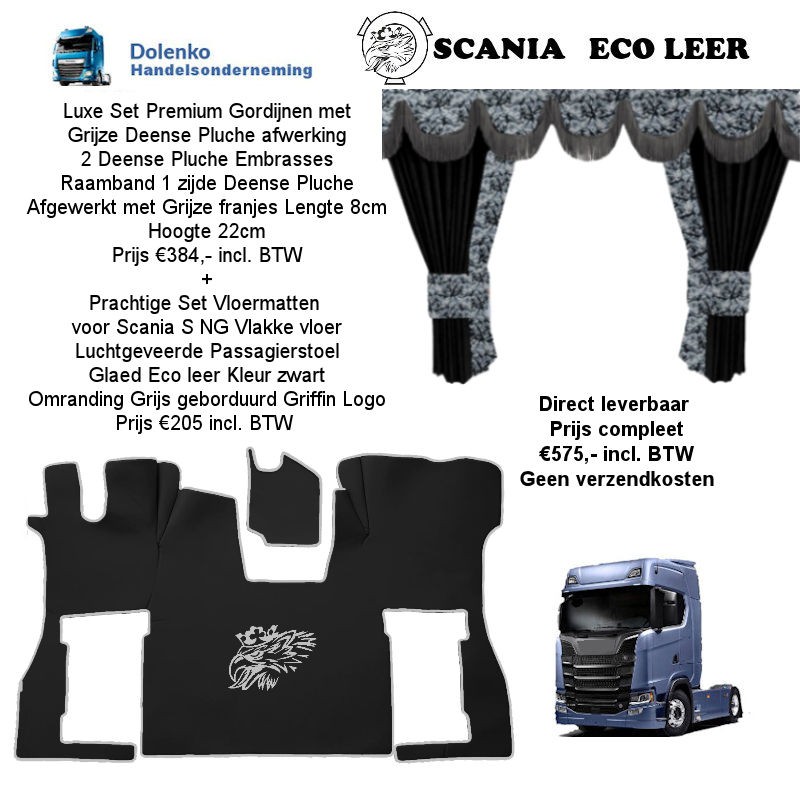 SCANIA S NG FLACHE BODEN, MATTENSET + GARDINEN MIT DANISCHE PLUCHE