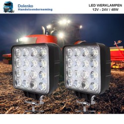 AANBIEDING LED WERKLAMPEN 12v-24v - 48w LEVERING VANAF 2 STUKS