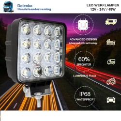 AANBIEDING LED WERKLAMPEN 12v-24v - 48w LEVERING VANAF 2 STUKS