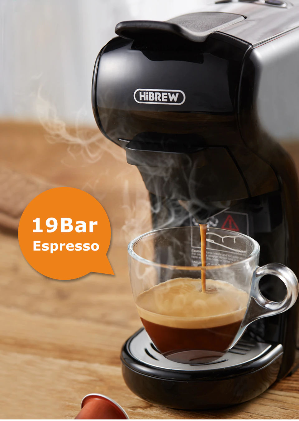 HiBREW Coffee Machine 19 Bar  Espresso coffee machine, Espresso coffee,  Capsule coffee machine